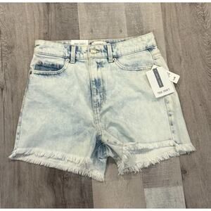True Craft High Rise Shorts Womens Size 5 Blue Denim Distressed Frayed Hem